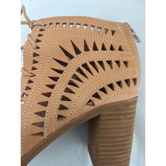 Jeffrey Campbell Block Heel 9 Cordillo Tan Cutout Lace-Up Sandal Coastal Cowgirl - Picture 12 of 12